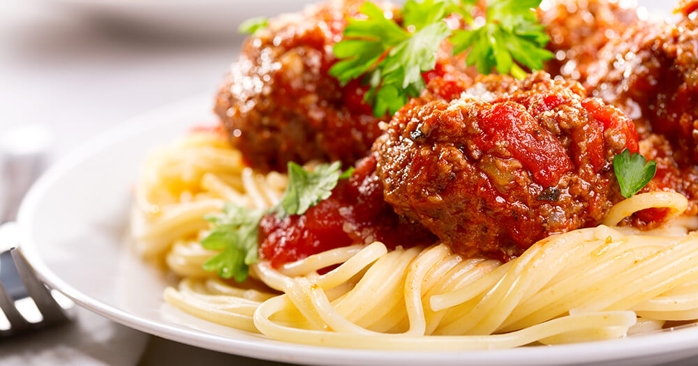 pasta and meatballs